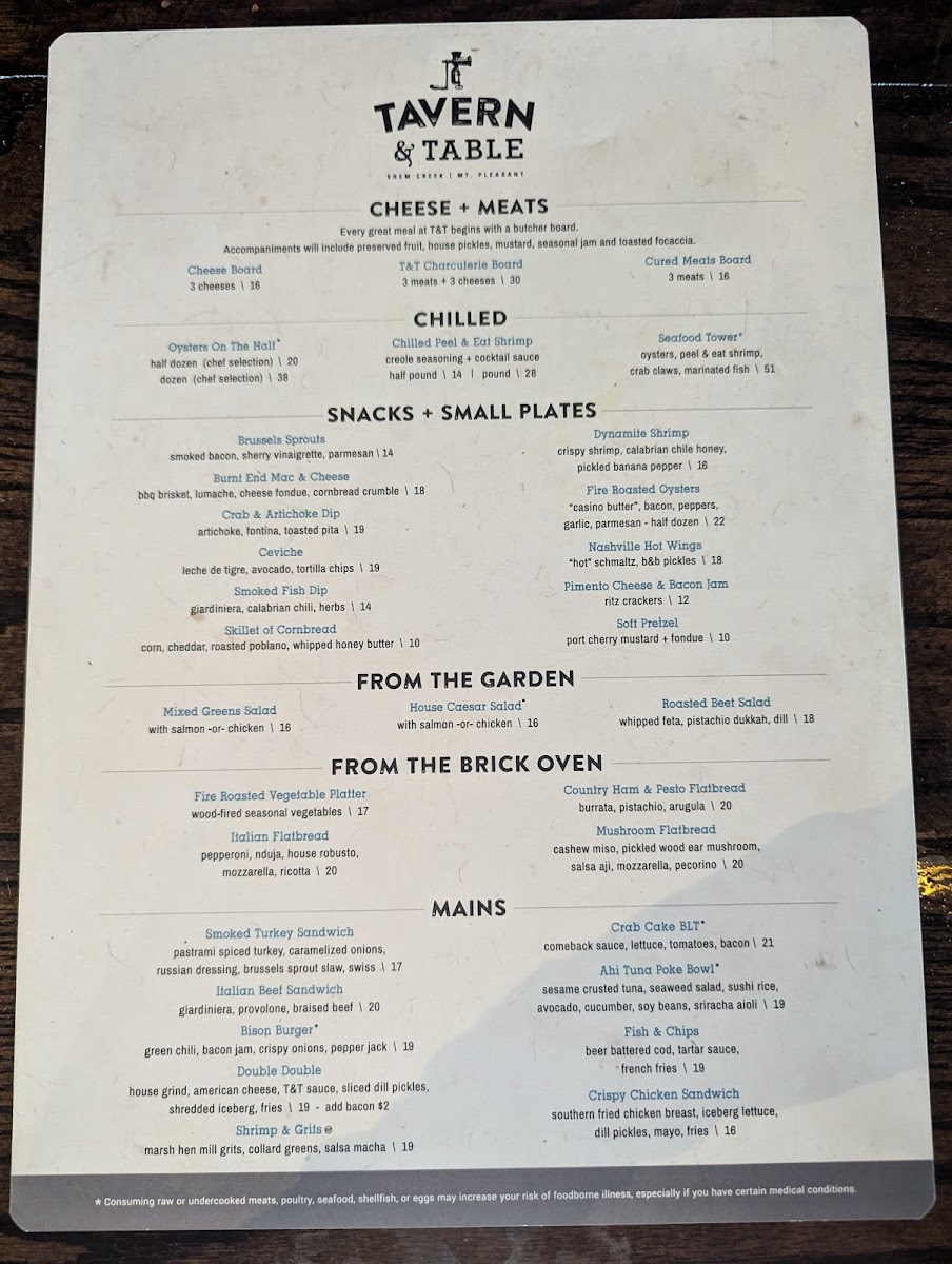 Menu - Tavern & Table photo 1