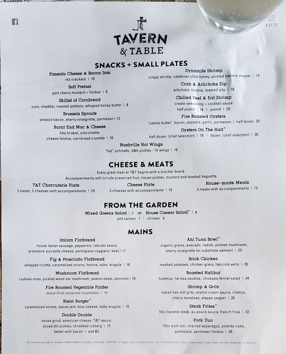Menu - Tavern & Table photo 5