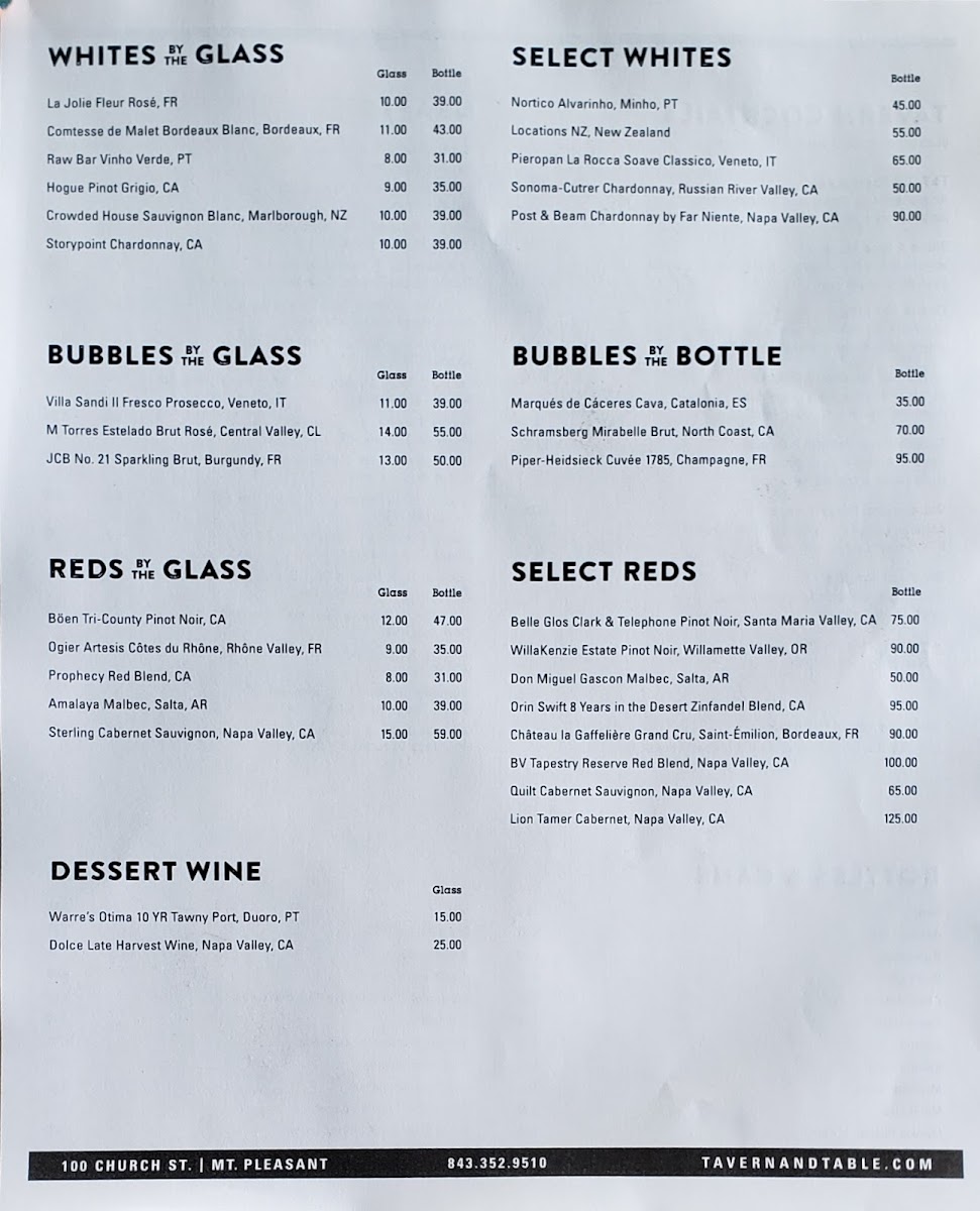 Menu - Tavern & Table photo 6
